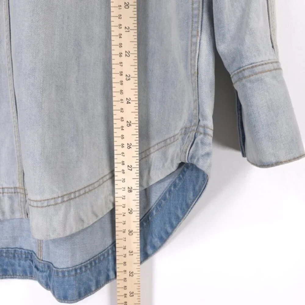 Free People Denim Pullover Neopolitan Dreams Blue Sky Surfer Hippie Lace‎ Up S/P